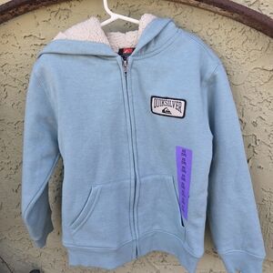 Quiksilver Kids Light Blue Sherpa-Lined Zip Hoodie Size XS 5/6